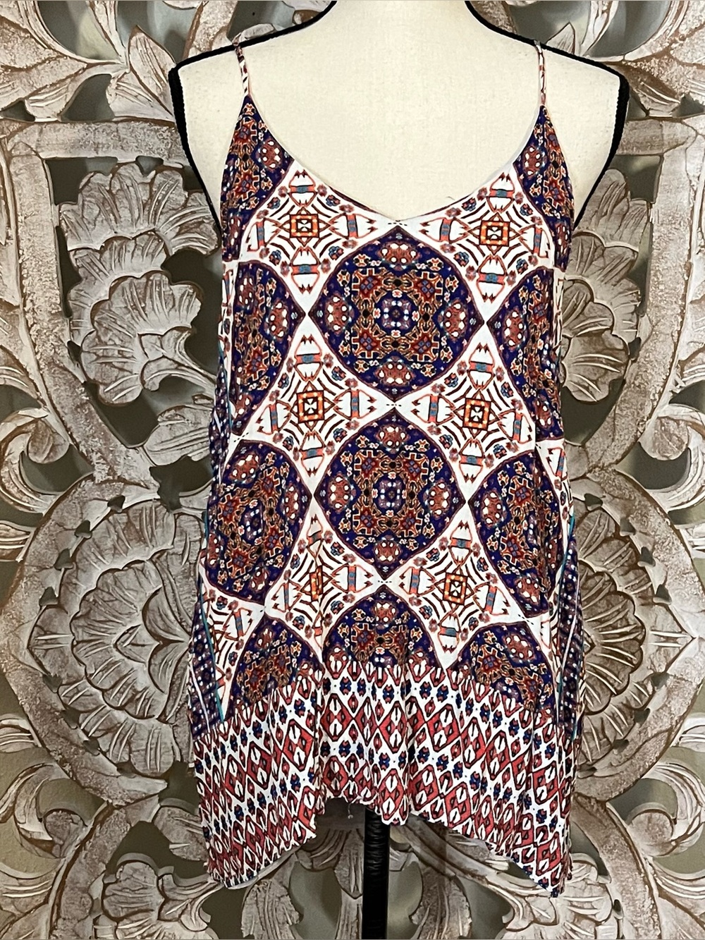 Daniel Cremieux Lined Patterned Tank Sz L